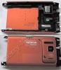Akkufachdeckel orange Nokia N8 original R�ckenschale, Back Cover incl. Kamerascheibe Kameralinse,  Freisprechlautsprecher, Lautst�rketaste  und  Lautst�rkeschalter, Kamerataste, Verriegelungstaste Tastensperre, Simkartenabdeckung, Speicherkartenabdeckung
