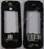 Unterschale schwarz Nokia 5630 Xpress Music original Mittelcover black, Geh�userahmen mit Blitzlicht LED, Speicherkartenabdeckung