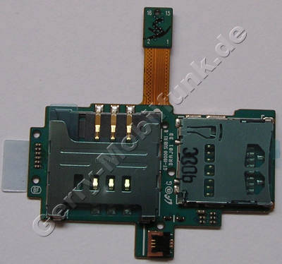 Kartenleser Speicherkarte und Simkarte Samsung i9000 Galaxy-S Speicherkartenleser, Simkartenleser mit Platine und Flex